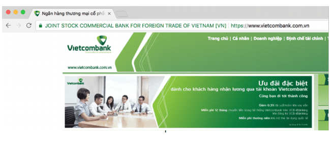 Ngân hàng Vietcombank sử dụng EV SSL